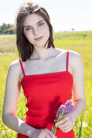 Sara Celeste Spreads Legs In Field Stripping Minidress For Doggy Style Fun
