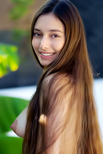 Shelena Silky Brunette Hair So Long It Reaches All The Way Down Past The Curve